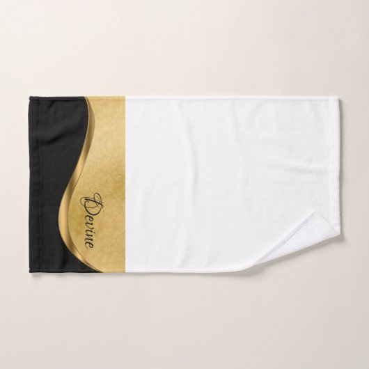 黒パーソナライズされたと金ゴールドのバスルームのタオルセット バスタオルセット (ハンドタオル)