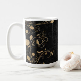 黒パーソナライズされたと金ゴールドのフェスティバル コーヒーマグカップ