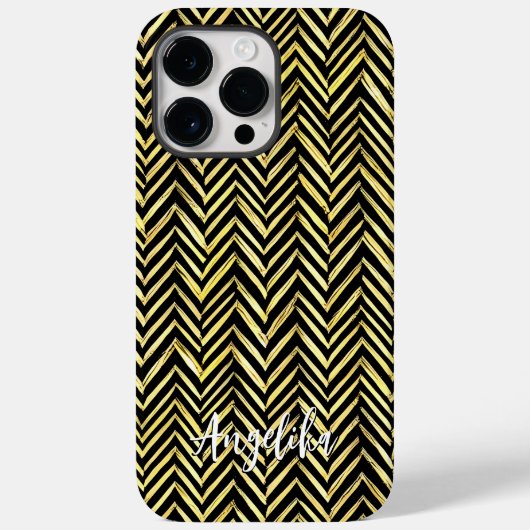 黒パーソナライズされたと金ゴールドの山形の名前 Case-Mate iPhoneケース (裏面)