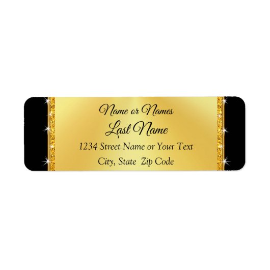 黒パーソナライズされたと金ゴールドの差出人住所ラベル ラベル (正面)