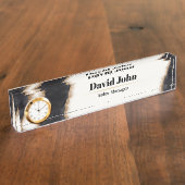 黒パーソナライズされたと金ゴールドのagate デスクネームプレート (側面)