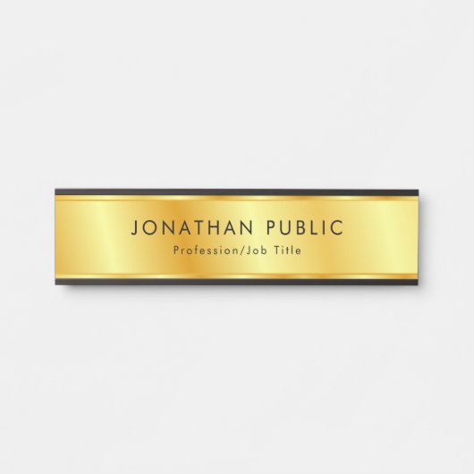 黒パーソナライズされたと金ゴールドエレガントモダン サインプレート (正面)