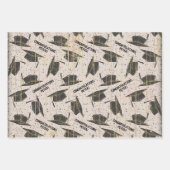 黒パーソナライズされたと金ゴールド卒業 ラッピングペーパーシート (正面3)