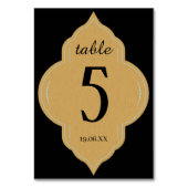 黒パーソナライズされたと金ゴールド結婚のテーブルカード テーブルナンバー (正面)