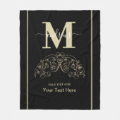 黒パーソナライズされたと金ゴールド フリースブランケット (正面)