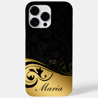 黒パーソナライズされたと金ゴールド Case-Mate iPhone 14 PRO MAXケース