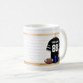 黒パーソナライズされたと銀のグレーサッカージャージー コーヒーマグカップ (正面右)