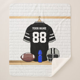 黒パーソナライズされたと銀のグレーサッカージャージー シェルパブランケット