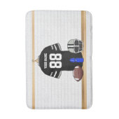 黒パーソナライズされたと銀のグレーサッカージャージー バスマット (正面縦)