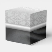 黒パーソナライズされたと銀のダマスクキューブ フェイバーボックス (裏面サイド)