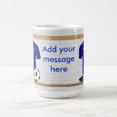 黒パーソナライズされたと青のサッカージャージー コーヒーマグカップ (中央)