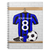 黒パーソナライズされたと青のサッカージャージー ノートブック (正面)