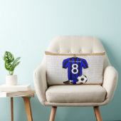黒パーソナライズされたと青のサッカージャージー ランバークッション (椅子)