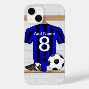 黒パーソナライズされたと青のサッカージャージー Case-Mate iPhone 14ケース