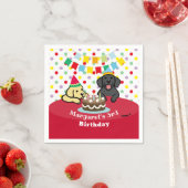 黒パーソナライズされたと黄のラブラドール誕生日 スタンダードカクテルナプキン (インサイチュ)
