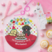 黒パーソナライズされたと黄のラブラドール誕生日 ペーパープレート (パーティー)