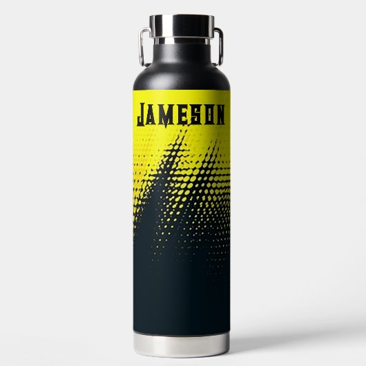 黒パーソナライズされたと黄 ウォーターボトル (正面)