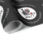 黒パーソナライズされたのおもしろいクリスマス猫 ラッピングペーパー (ロールコーナー)