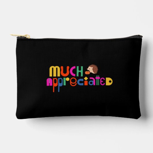 黒パーソナライズされたのカラフルテーマありがとう アクセサリーポーチ (正面)