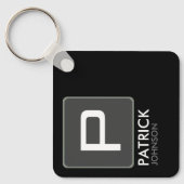 黒パーソナライズされたのモノグラム(編集可能カラー) キーホルダー (正面)