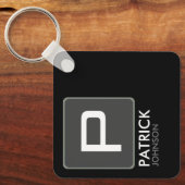 黒パーソナライズされたのモノグラム(編集可能カラー) キーホルダー (正面)