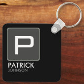 黒パーソナライズされたのモノグラム(編集可能カラー) キーホルダー (裏面)