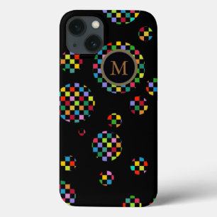 黒パーソナライズされたの正方形の円 iPhone 13ケース