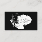 黒パーソナライズされたの白い羽毛 コーリングカード (正面)