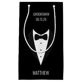黒パーソナライズされたのTuxedoの結婚groomsmen スモールペーパーバッグ