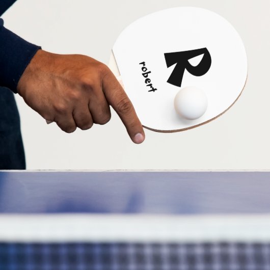 黒パーソナライズされたイニシャルモノガム名 卓球ラケット (インサイチュ)