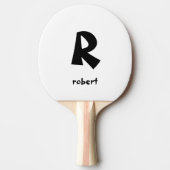 黒パーソナライズされたイニシャルモノガム名 卓球ラケット (正面)