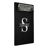 黒パーソナライズされたエレガントと白のモノグラム名 ミニクリップボード (アングル)