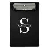 黒パーソナライズされたエレガントと白のモノグラム名 ミニクリップボード (正面)
