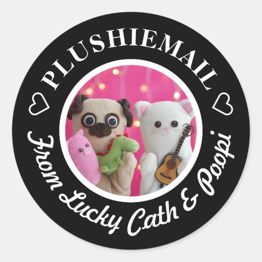 黒パーソナライズされたエレガント写真メスタイリッシュール ラウンドシール (正面)