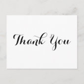 黒パーソナライズされたエレガント字ホワイトサンキュー ポストカード (正面)
