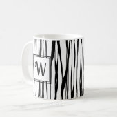 黒パーソナライズされたエレガント字モノグラム白 コーヒーマグカップ (正面左)