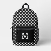黒パーソナライズされたエレガント格子模様 プリントバックパック (正面)