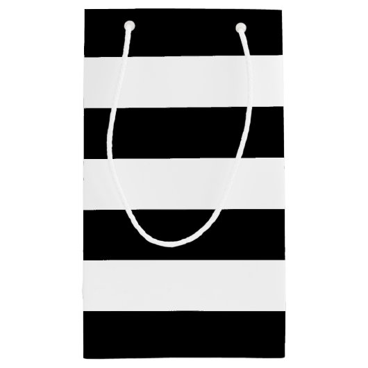 黒パーソナライズされたエレガント白のストライプ線 スモールペーパーバッグ (裏面)