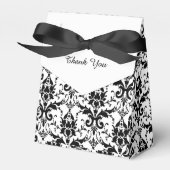 黒パーソナライズされたエレガント白ダマスク フェイバーボックス (正面サイド)