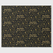 黒パーソナライズされたエレガント金ゴールド星 ラッピングペーパー (フラット)