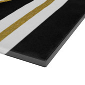 黒パーソナライズされたエレガント&金ゴールドストライプモノグラム カッティングボード (角)