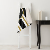 黒パーソナライズされたエレガント&金ゴールドストライプモノグラム シェルパブランケット (インサイチュ)