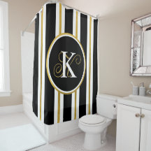 黒パーソナライズされたエレガント&金ゴールドストライプモノグラム