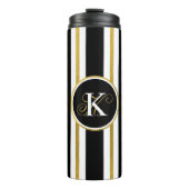 黒パーソナライズされたエレガント&金ゴールドストライプモノグラム タンブラー (正面)