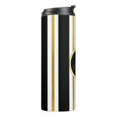 黒パーソナライズされたエレガント&金ゴールドストライプモノグラム タンブラー (回転左)