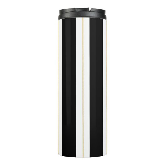 黒パーソナライズされたエレガント&金ゴールドストライプモノグラム タンブラー (裏面)