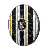 黒パーソナライズされたエレガント&金ゴールドストライプモノグラム ダーツボード (正面右)