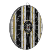 黒パーソナライズされたエレガント&金ゴールドストライプモノグラム ダーツボード (正面左)