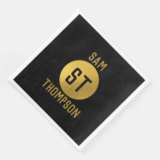 黒パーソナライズされたエレガント&金ゴールドモノグモダンラム (コーナー)