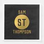 黒パーソナライズされたエレガント&金ゴールドモノグモダンラム (正面)